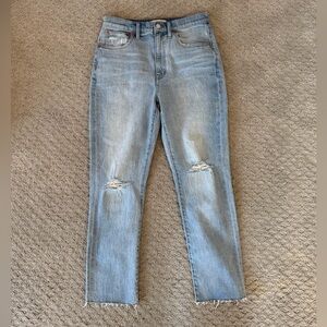 Madewell High Rise Slim Boyjean Distressed Light Wash Size 28